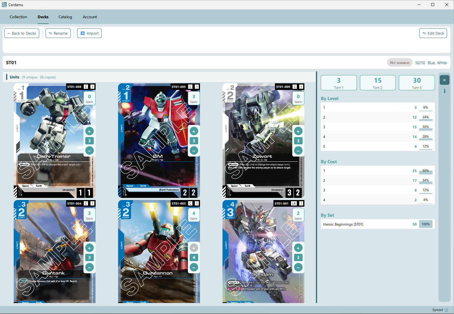 Deck builder view